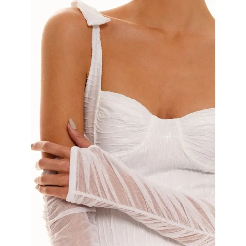 BOAMAR Millie Cheeky One Piece in White Textured Shine Medium New Bridal Swim